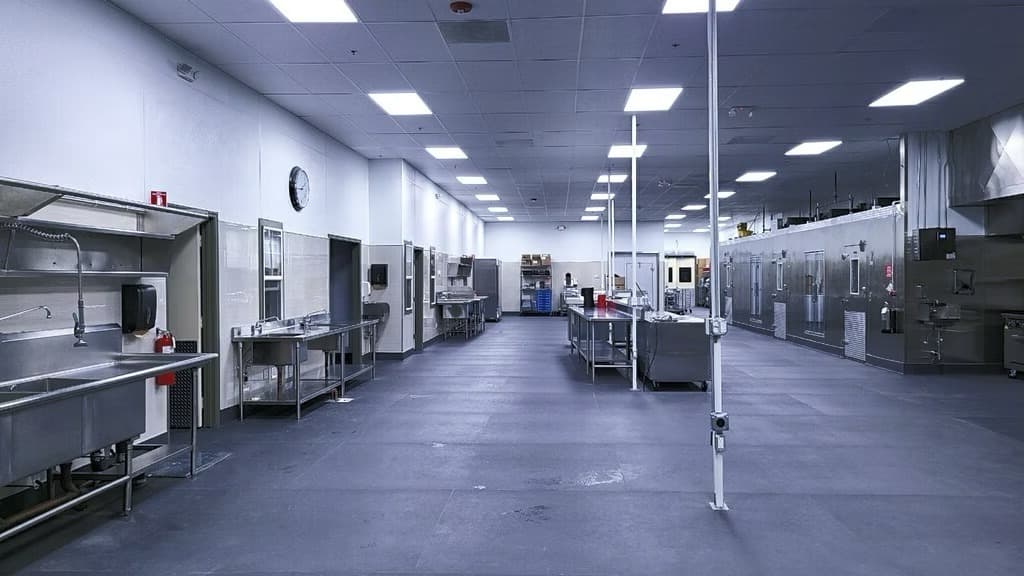 Spacious prep area with walk-in coolers